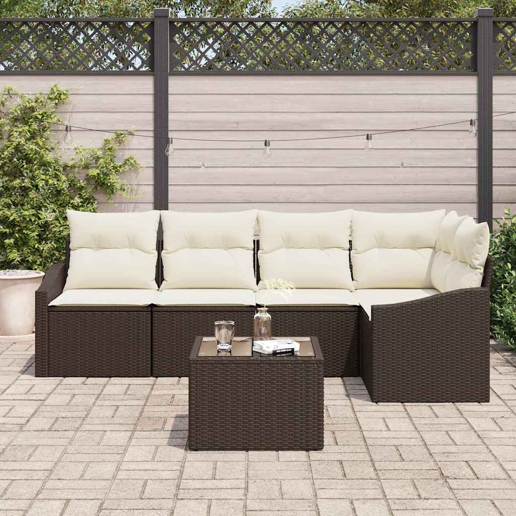 Kanapé Szett párnával 6 pcs Barna polirattan