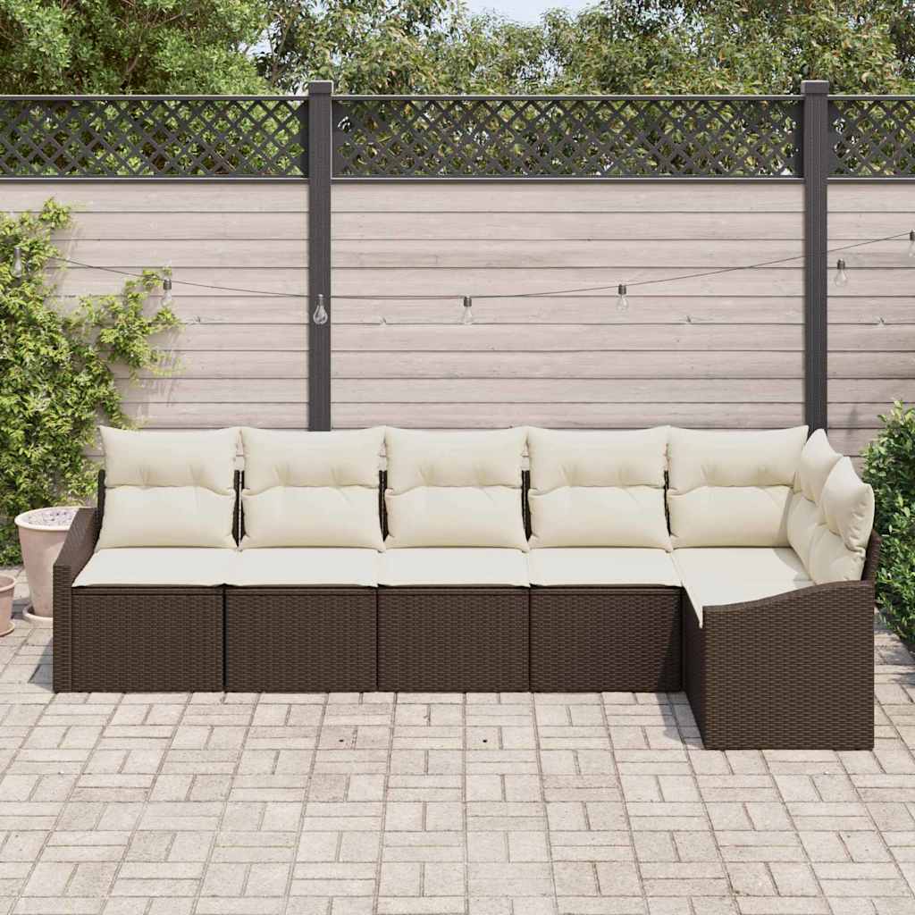 Kanapé Szett párnával 6 pcs Barna polirattan