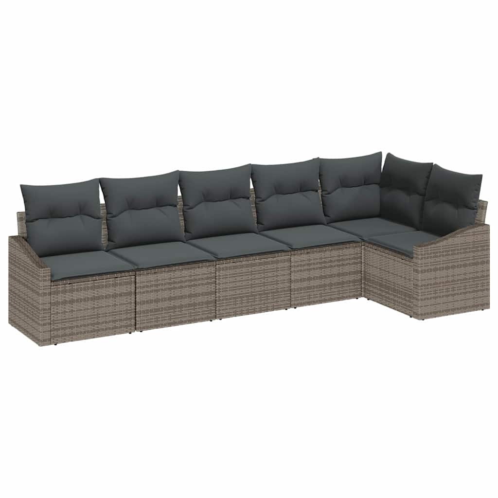 Kanapé Szett párnával 6 pcs Szürke polirattan