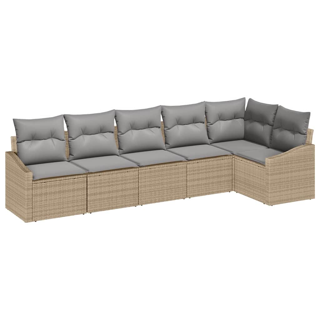 Kanapé Szett párnával 6 pcs Bézs polirattan