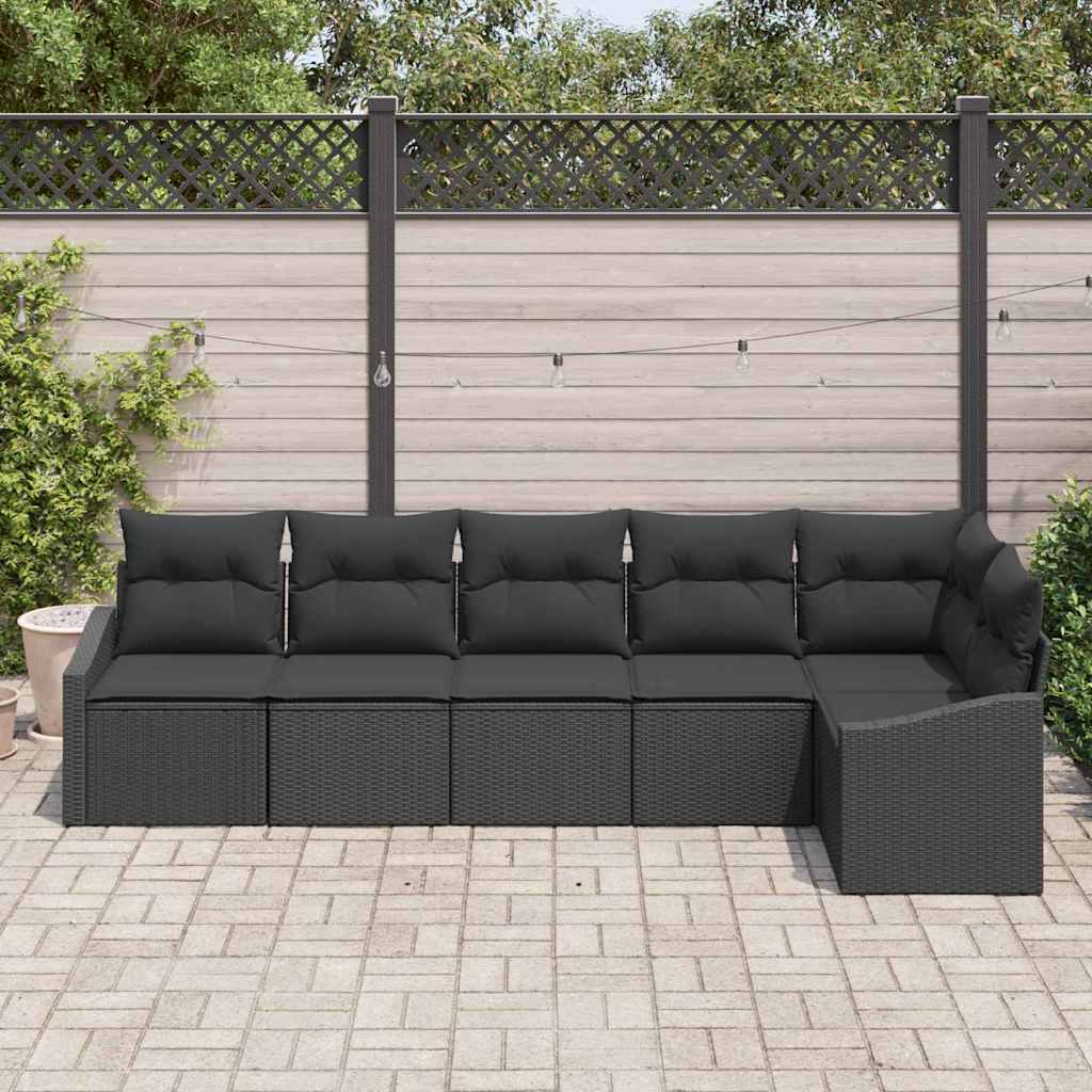 Kanapé Szett párnával 6 pcs Fekete polirattan