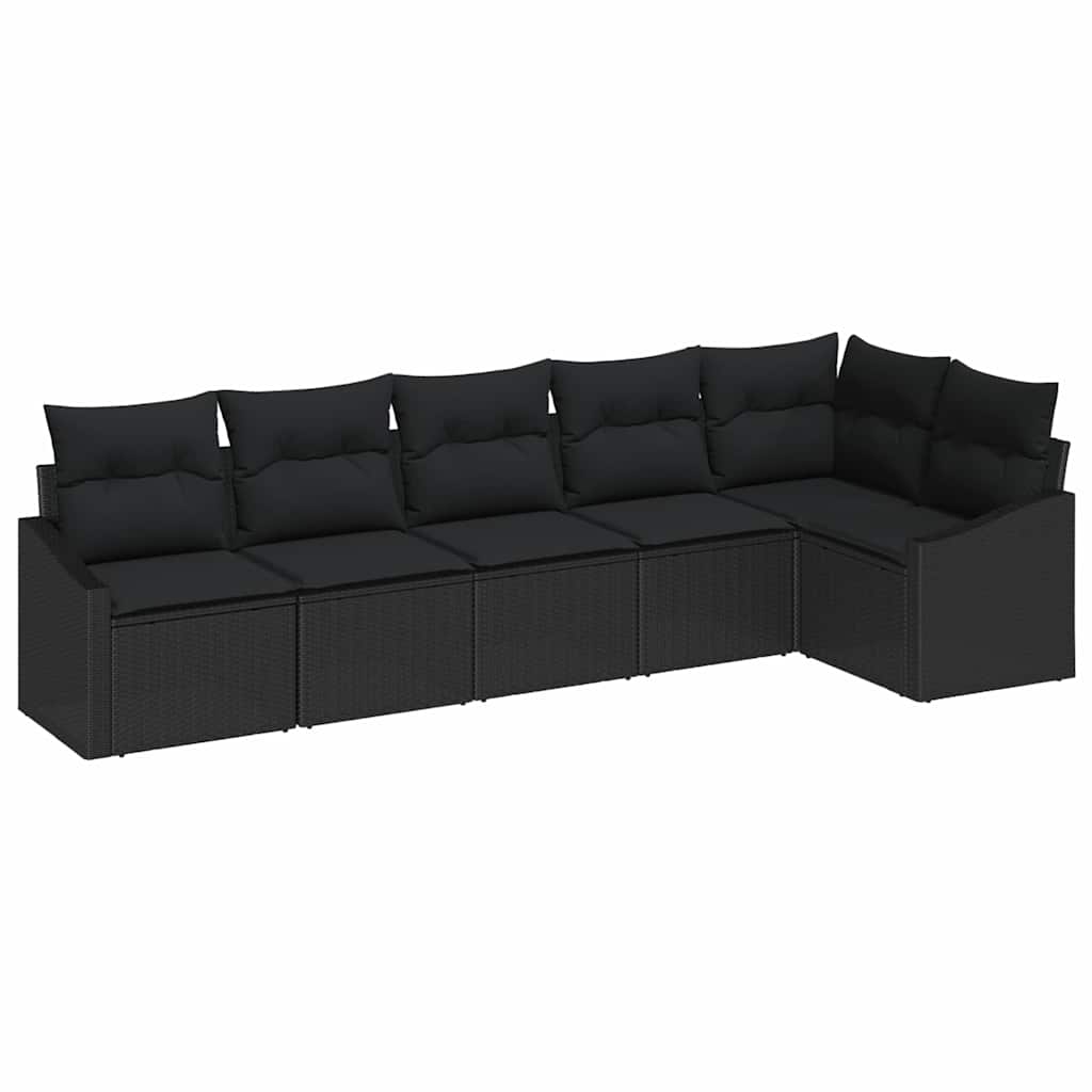 Kanapé Szett párnával 6 pcs Fekete polirattan