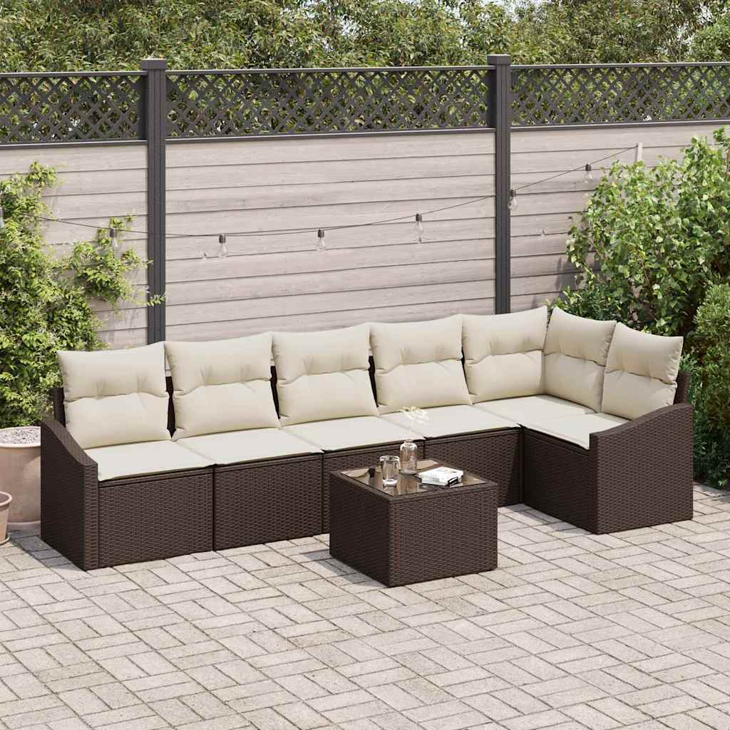 Kanapé Szett párnával 7 pcs Barna polirattan