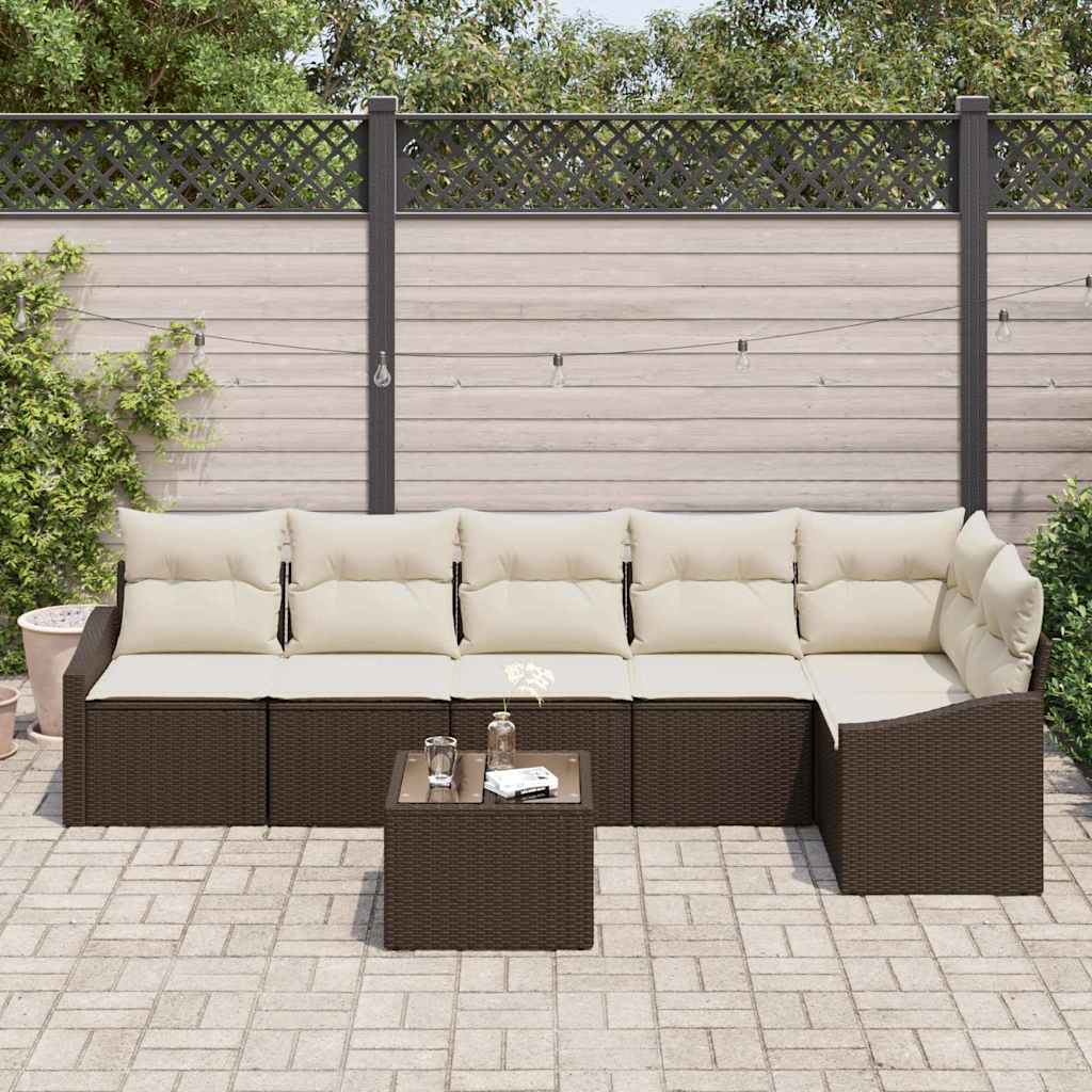 Kanapé Szett párnával 7 pcs Barna polirattan