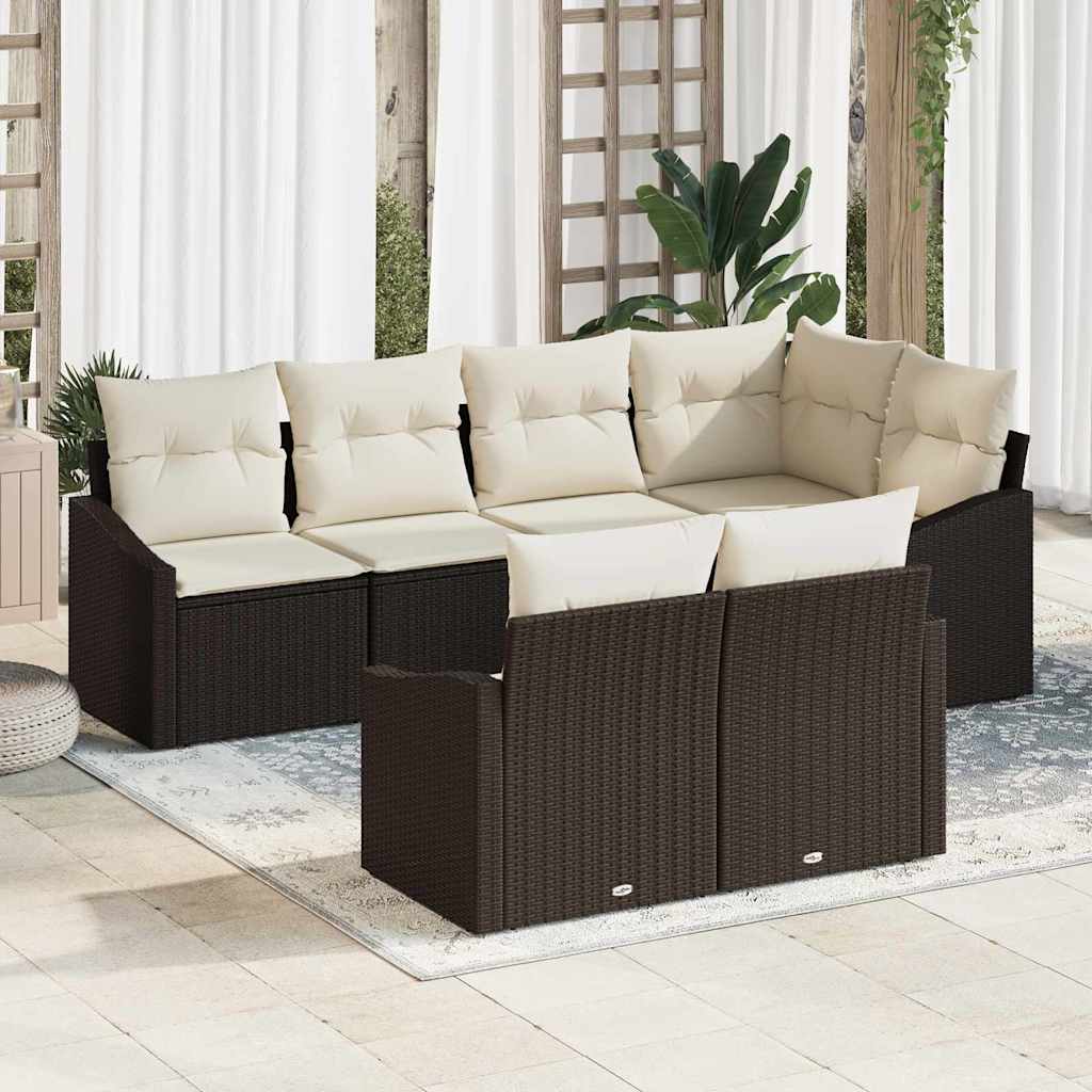 Kanapé Szett párnával 7 pcs Barna polirattan