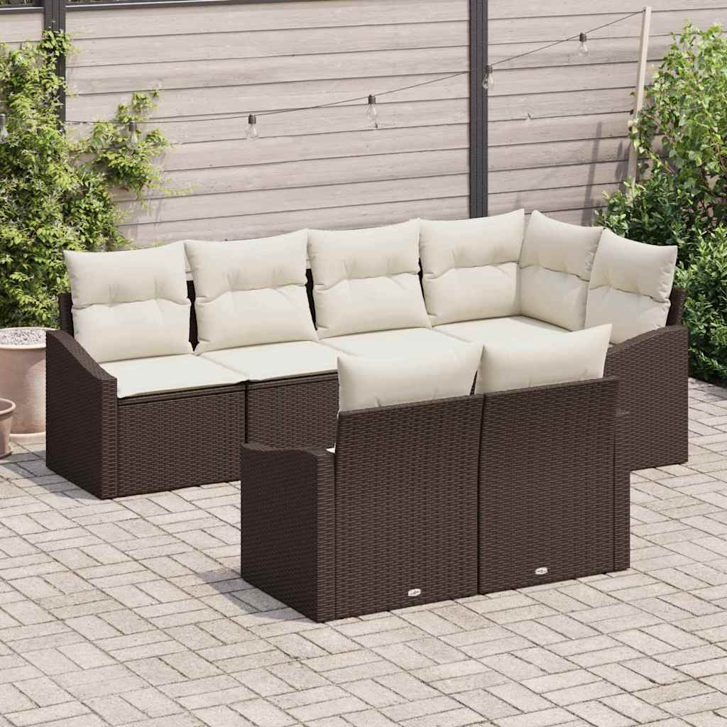 Kanapé Szett párnával 7 pcs Barna polirattan