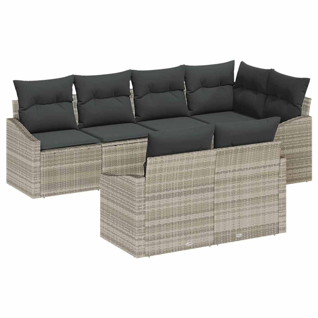 Kanapé Szett párnával 7 pcs Világosszürke polirattan