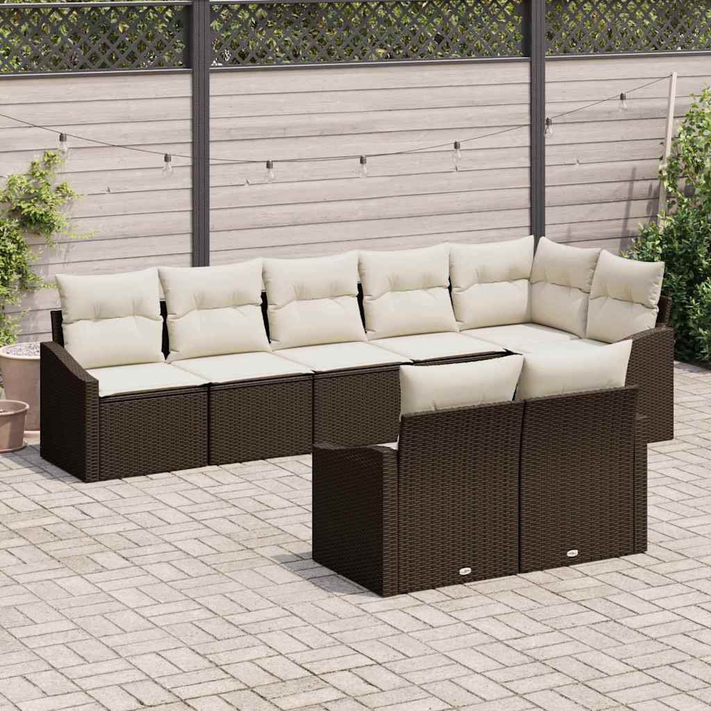 Kanapé Szett párnával 8 pcs Barna polirattan