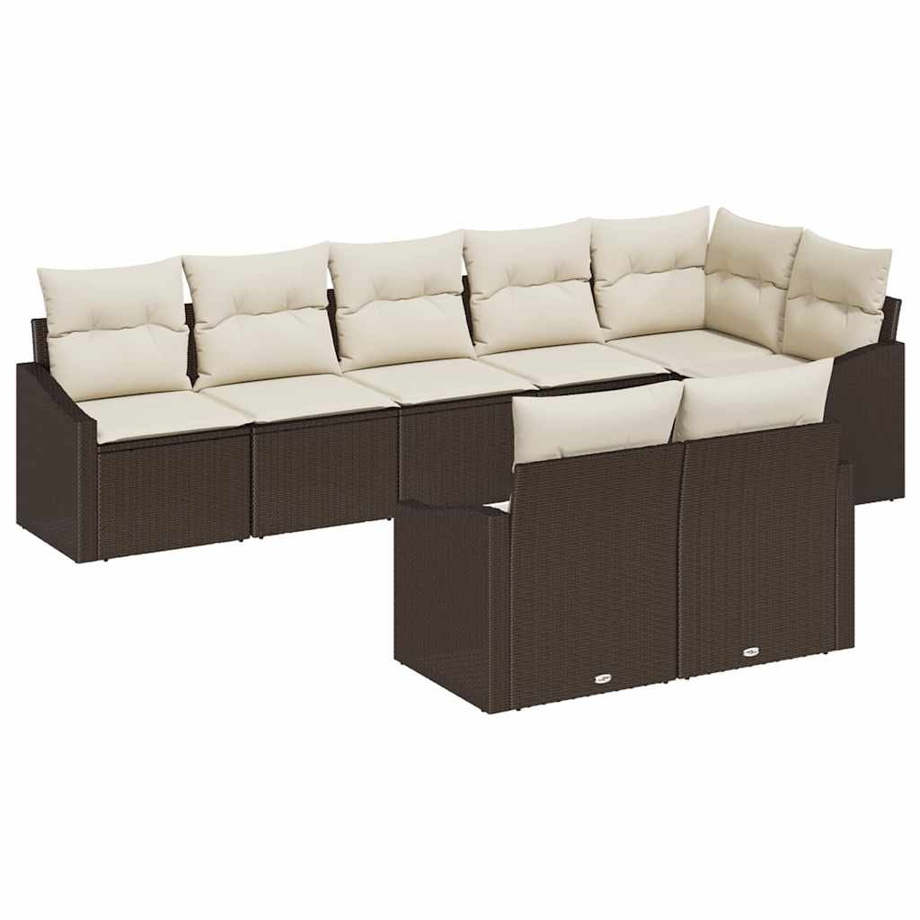 Kanapé Szett párnával 8 pcs Barna polirattan