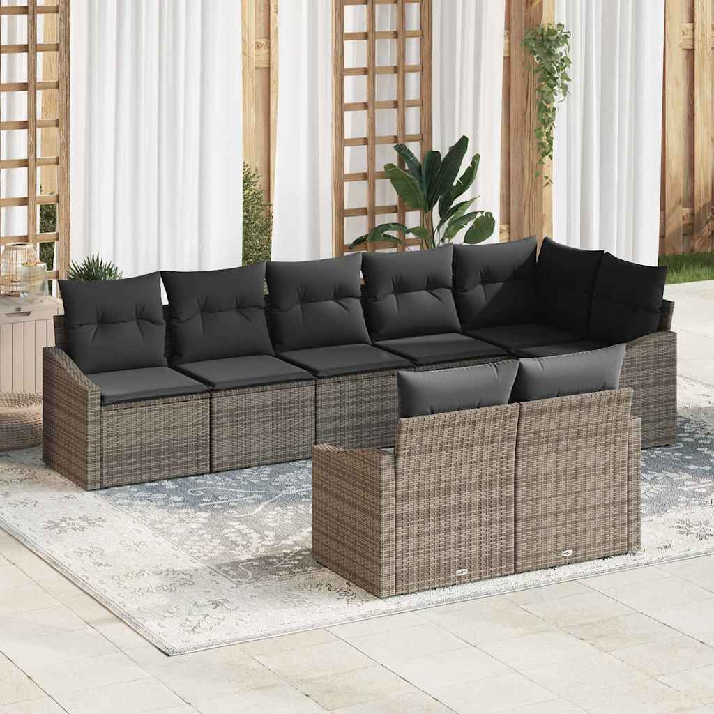 Kanapé Szett párnával 8 pcs Szürke polirattan