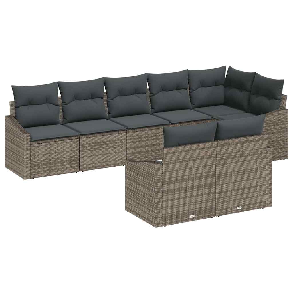 Kanapé Szett párnával 8 pcs Szürke polirattan