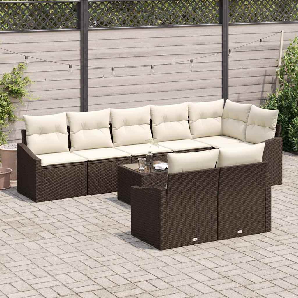 Kanapé Szett párnával 9 pcs Barna polirattan