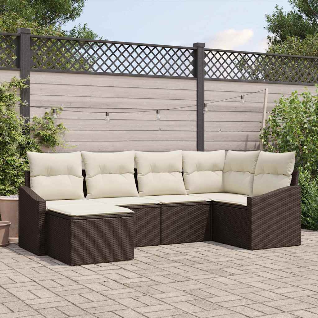 Kanapé Szett párnával 6 pcs Barna polirattan