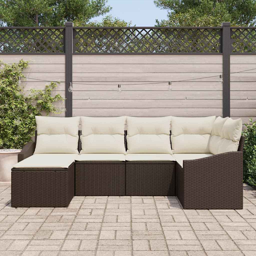 Kanapé Szett párnával 6 pcs Barna polirattan