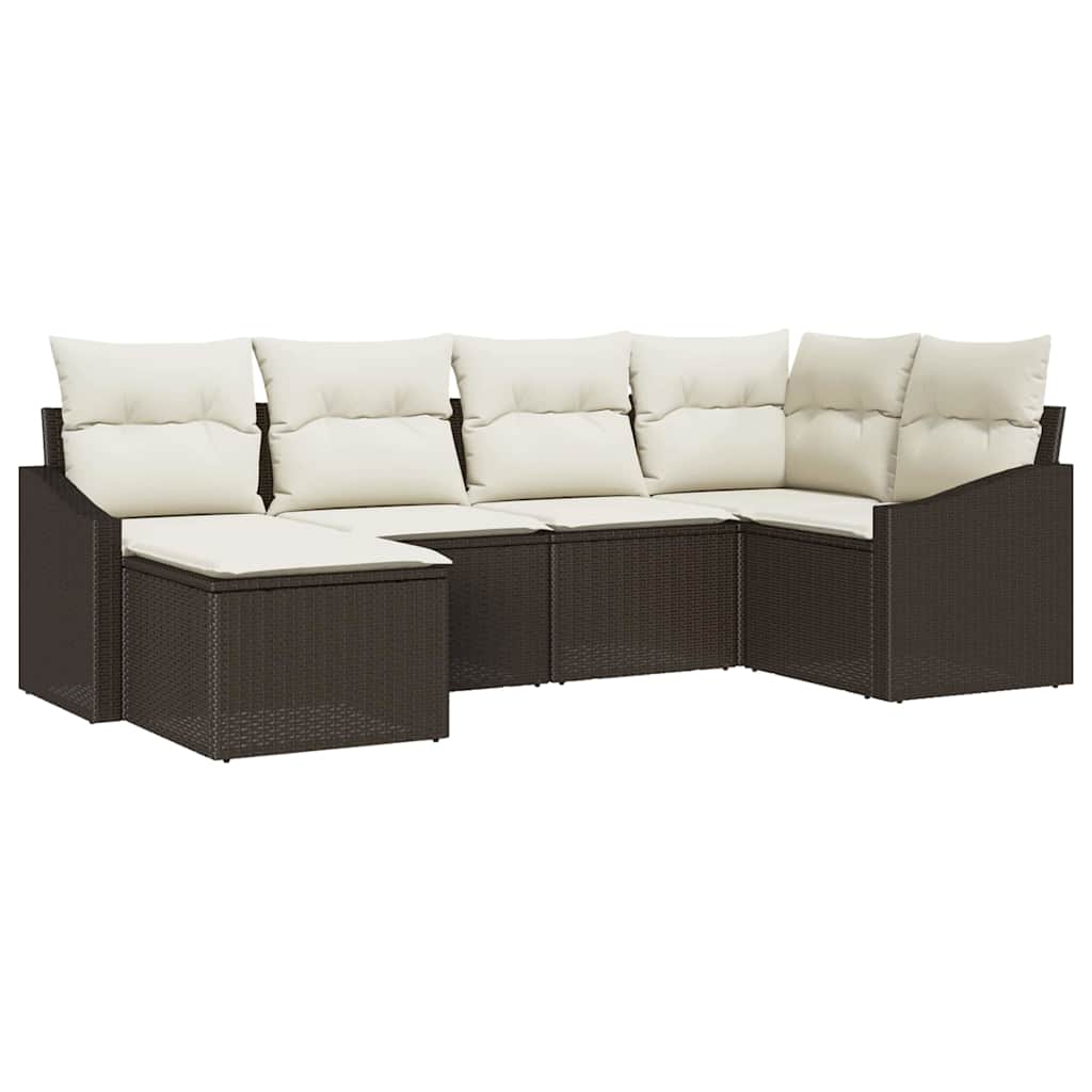Kanapé Szett párnával 6 pcs Barna polirattan