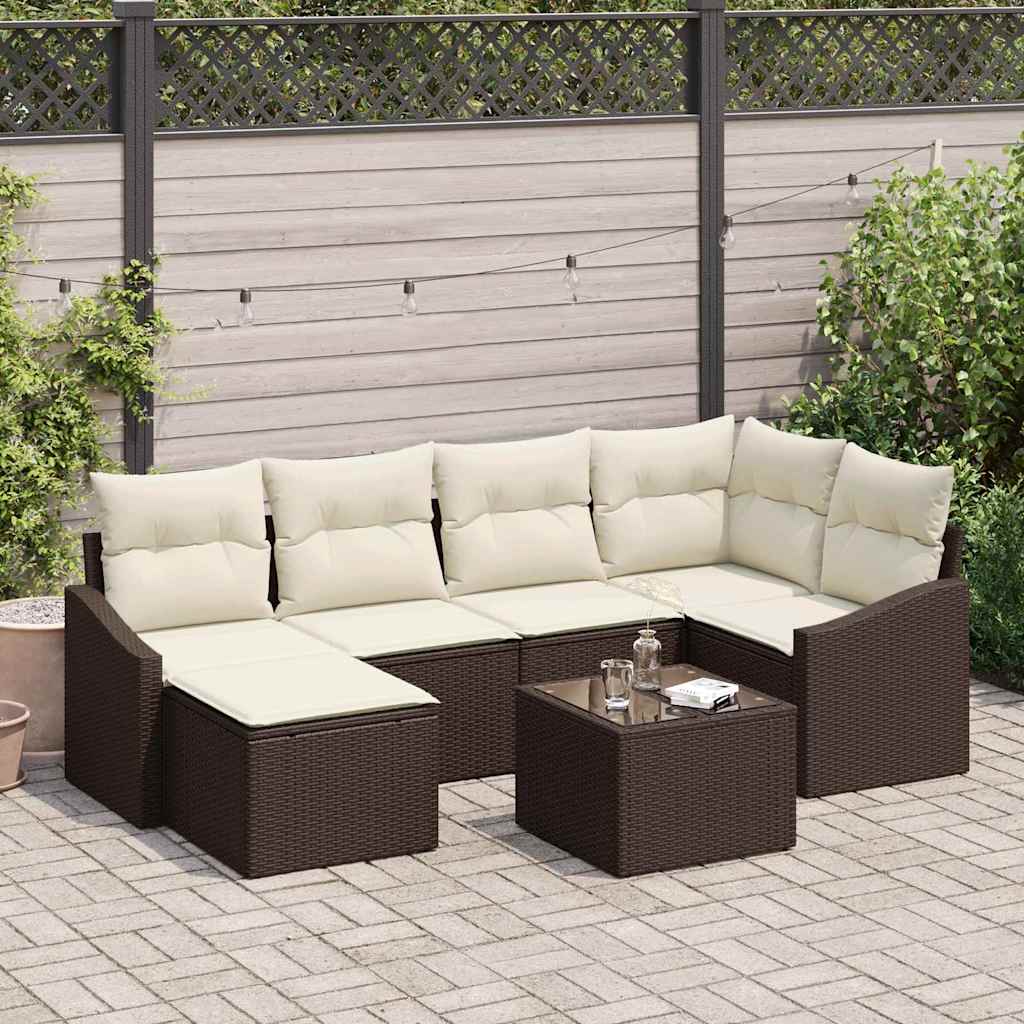 Kanapé Szett párnával 7 pcs Barna polirattan