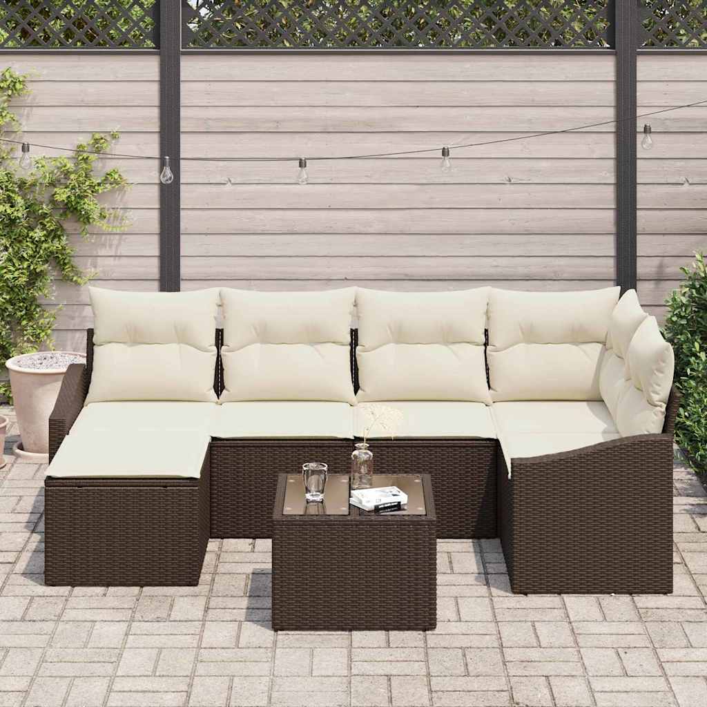 Kanapé Szett párnával 7 pcs Barna polirattan