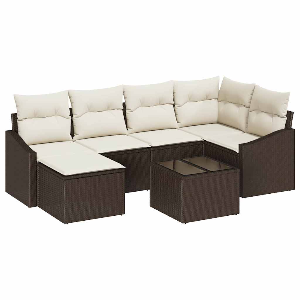Kanapé Szett párnával 7 pcs Barna polirattan