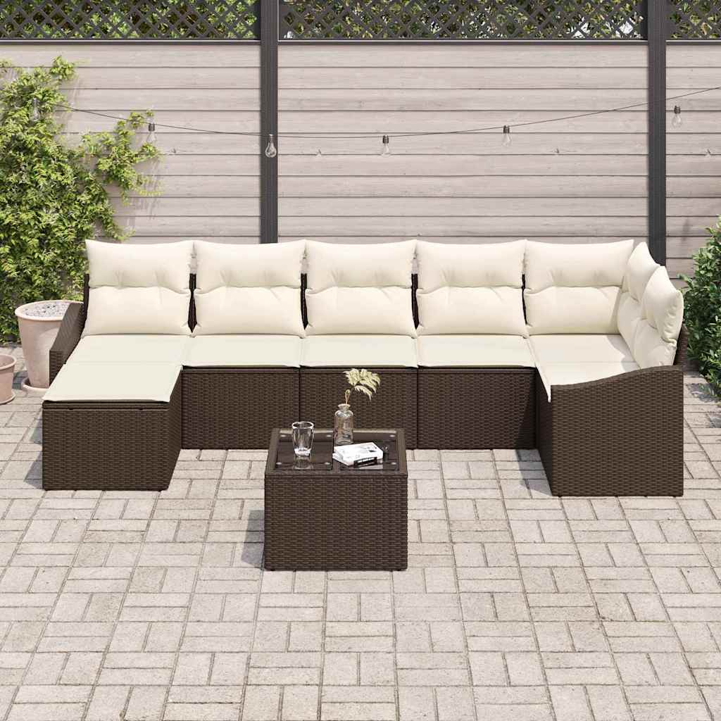 Kanapé Szett párnával 8 pcs Barna polirattan