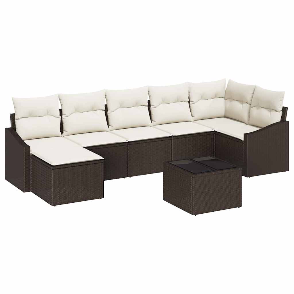 Kanapé Szett párnával 8 pcs Barna polirattan