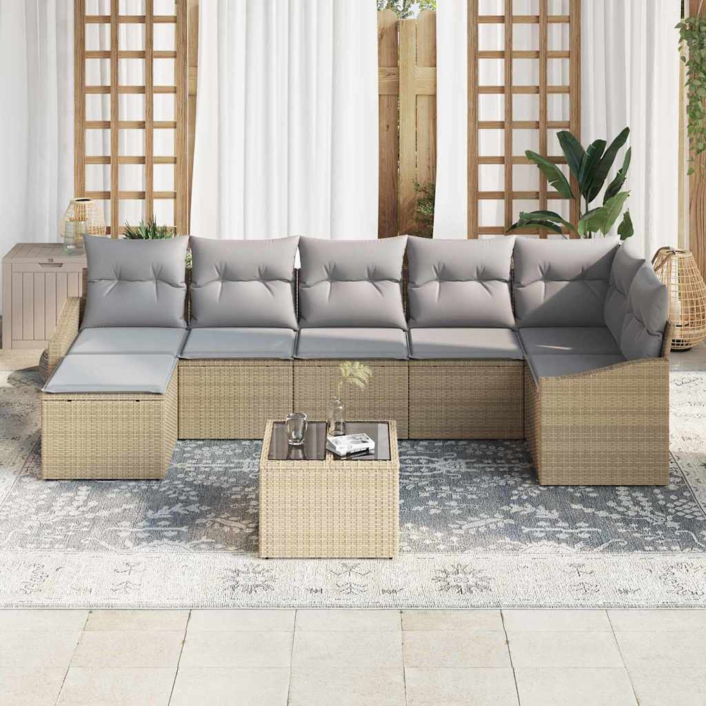 Kanapé Szett párnával 8 pcs Bézs polirattan