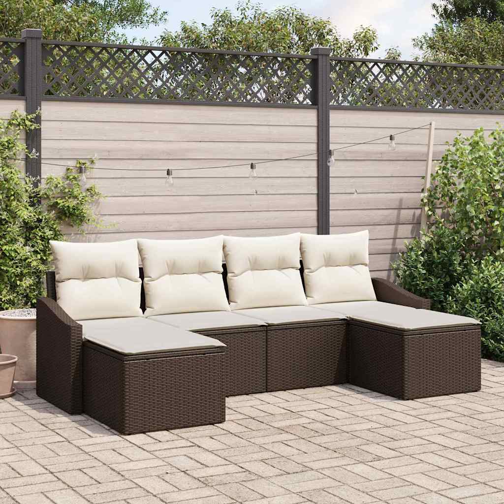 Kanapé Szett párnával 6 pcs Barna polirattan