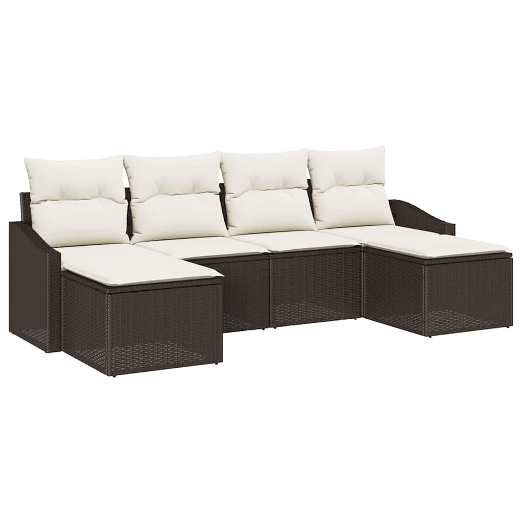 Kanapé Szett párnával 6 pcs Barna polirattan