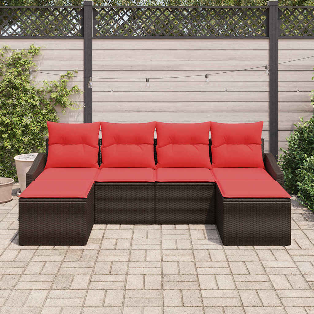 Kanapé Szett 6 db Barna polirattan