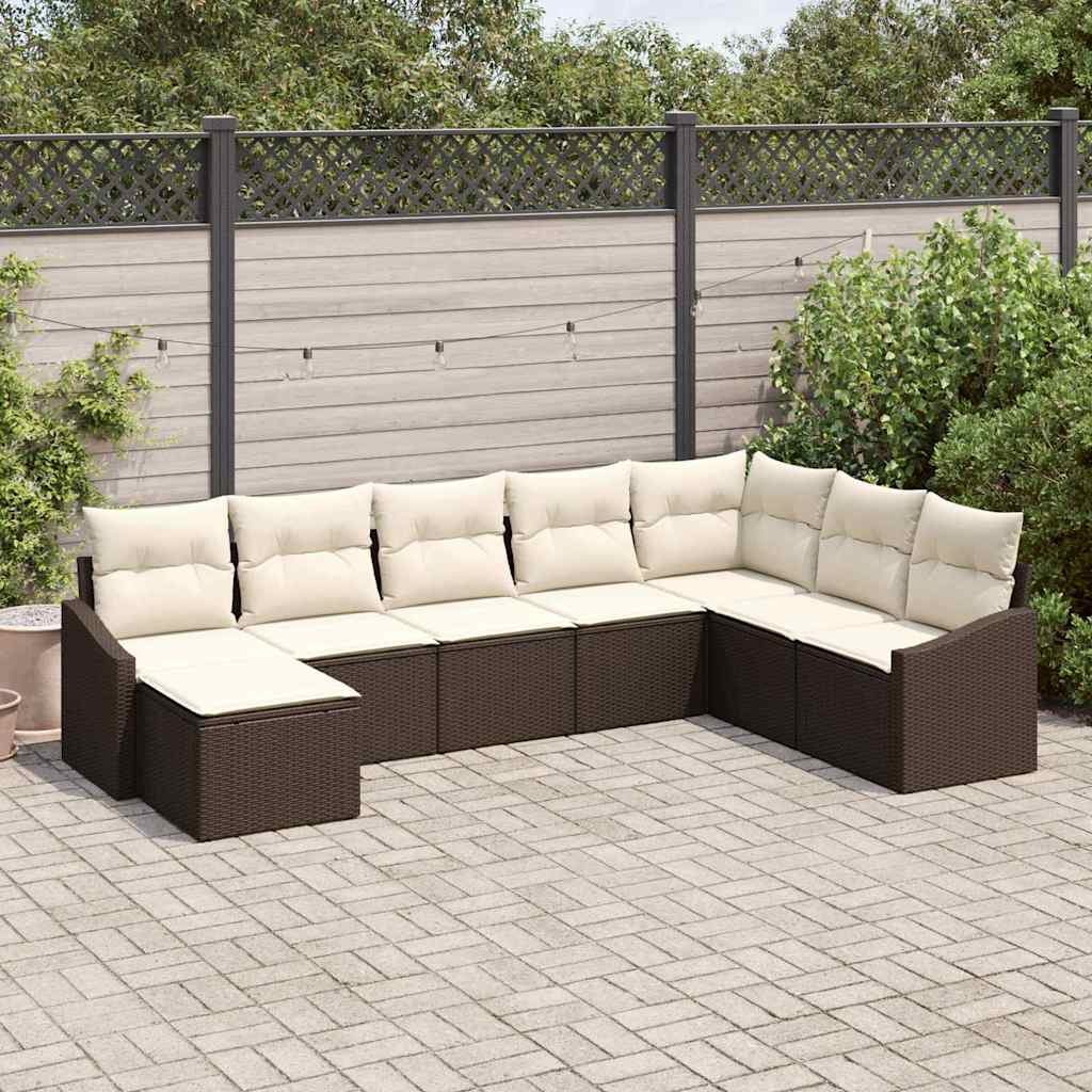 Kanapé Szett párnával 8 pcs Barna polirattan