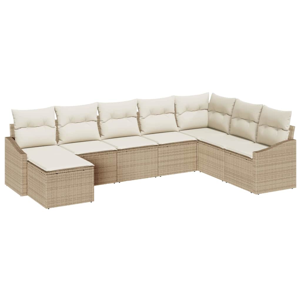 Kanapé Szett párnával 8 pcs Bézs polirattan