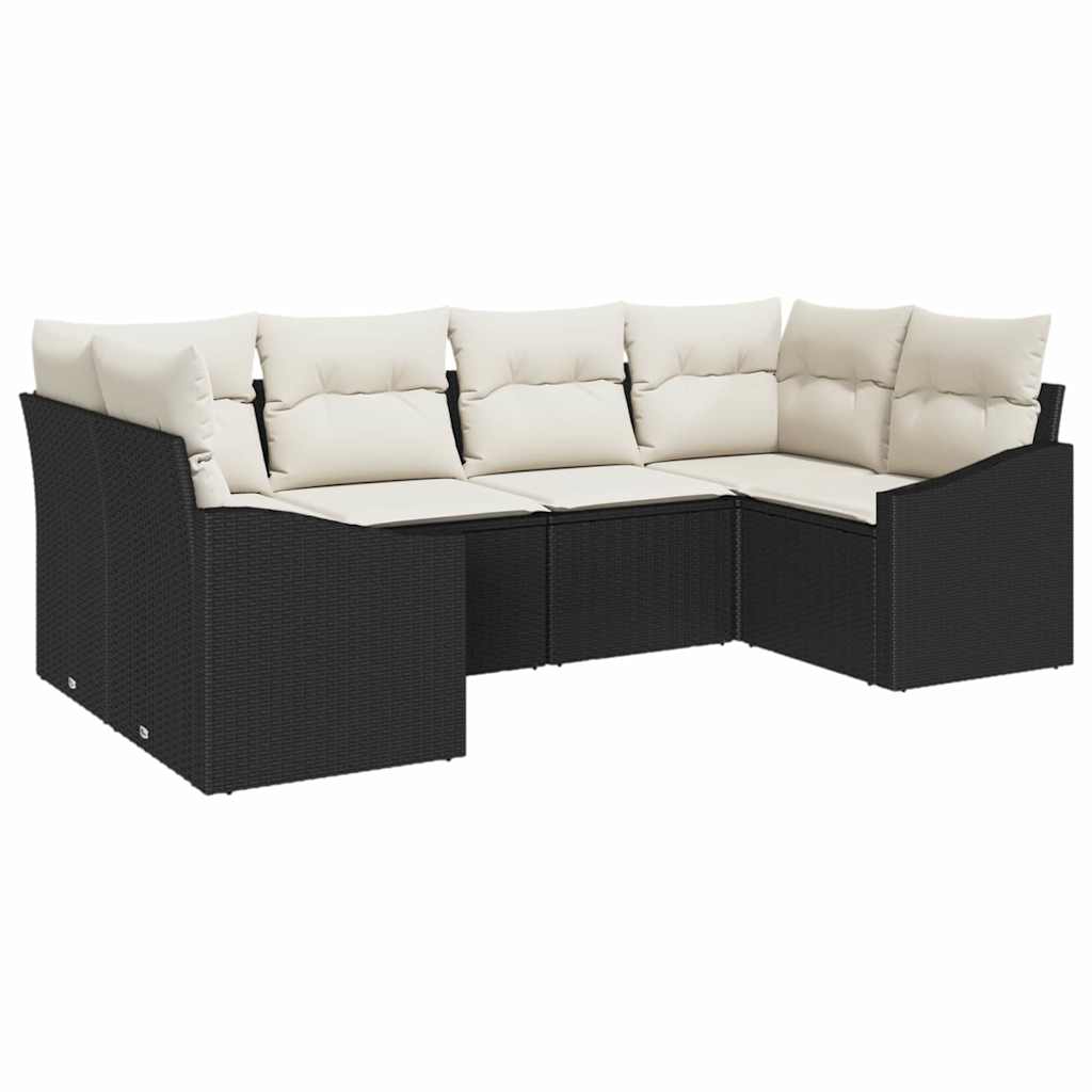 Kanapé Szett párnával 6 pcs Fekete polirattan