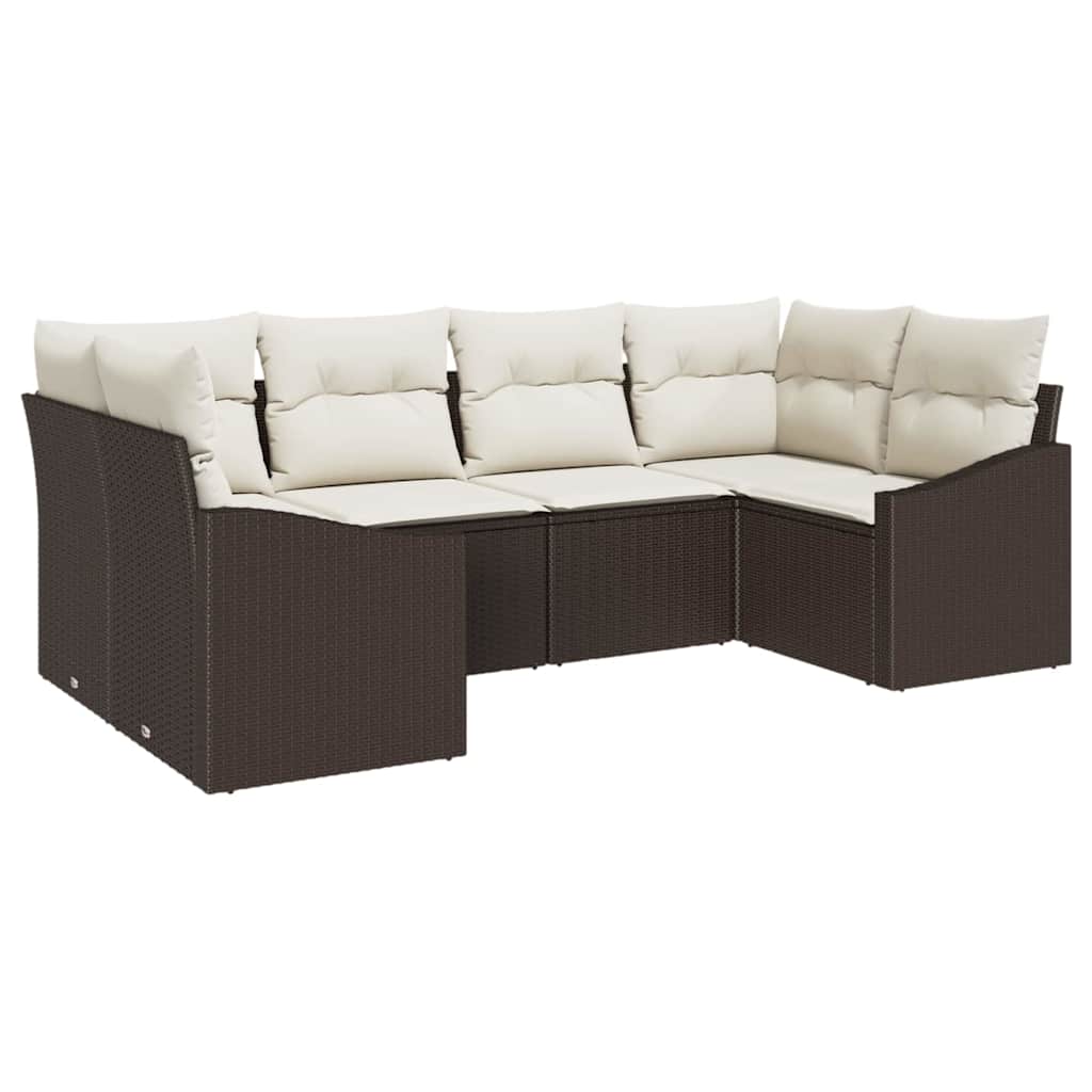 Kanapé Szett párnával 6 pcs Barna polirattan