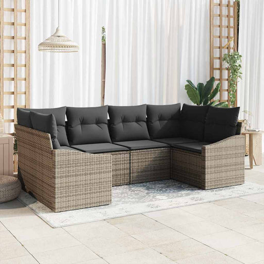 Kanapé Szett párnával 6 pcs Szürke polirattan