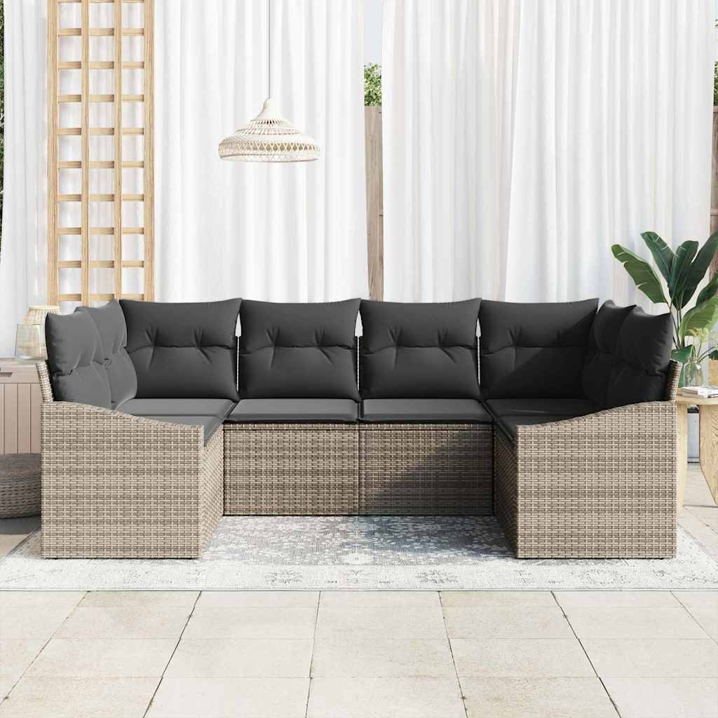 Kanapé Szett párnával 6 pcs Szürke polirattan