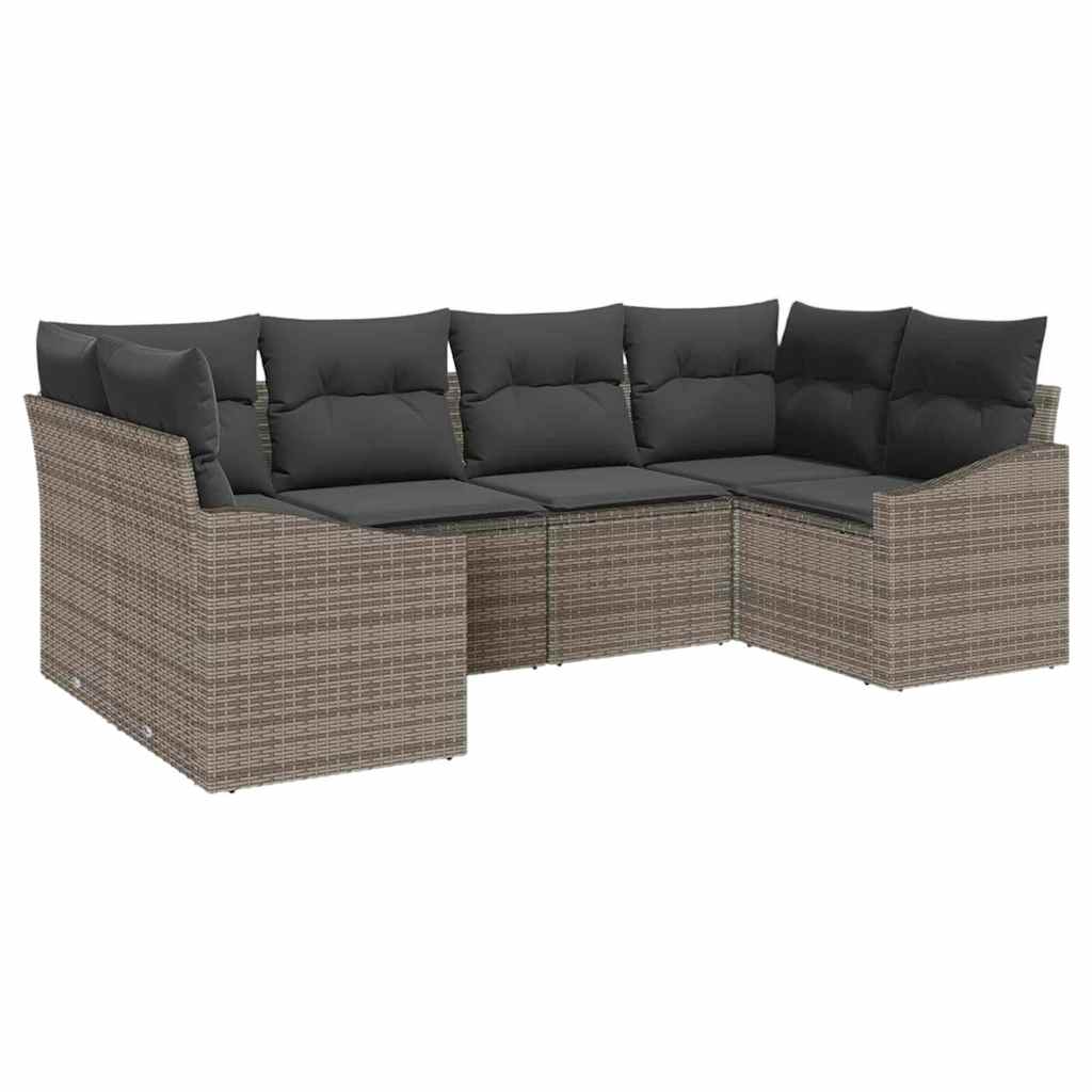 Kanapé Szett párnával 6 pcs Szürke polirattan