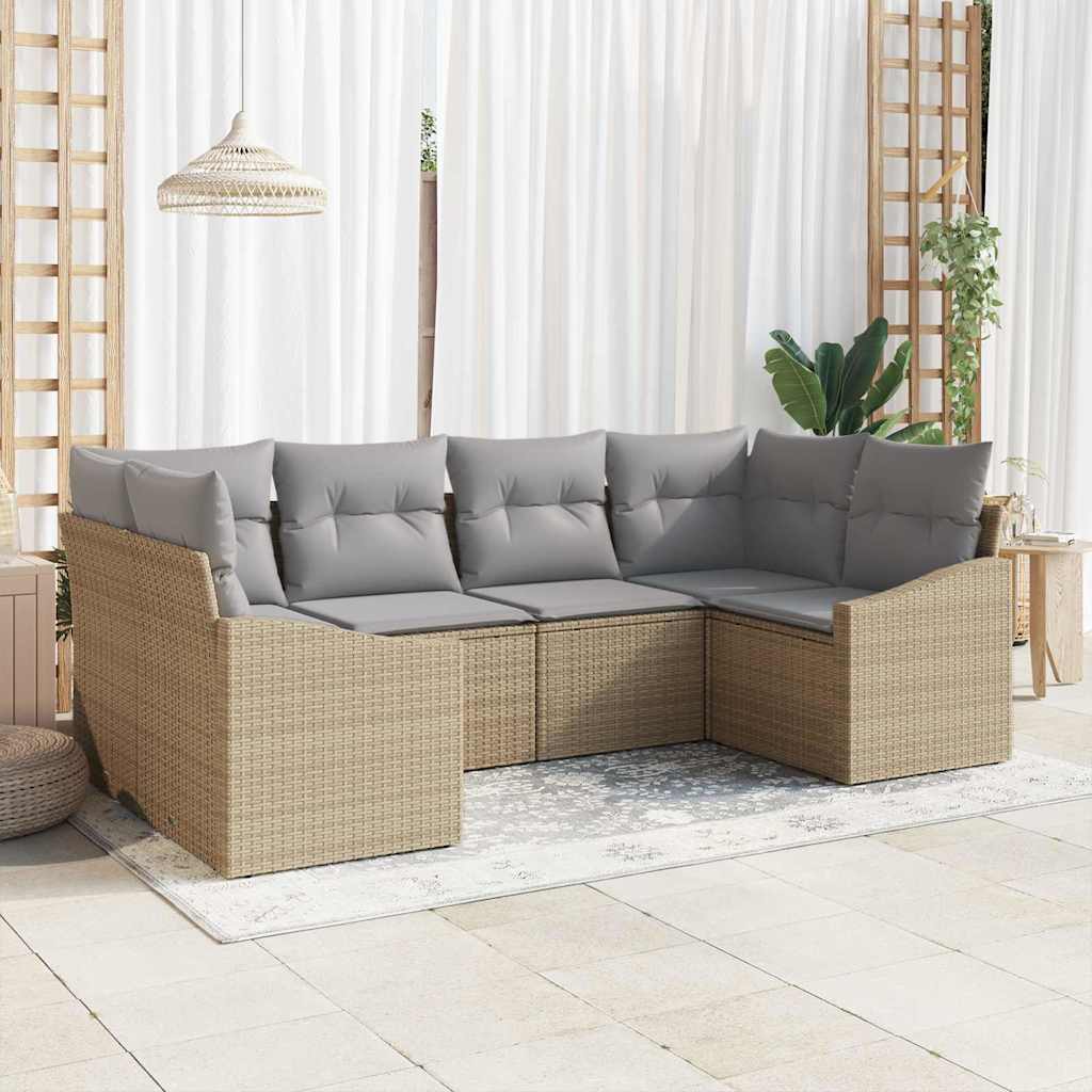 Kanapé Szett párnával 6 pcs Bézs polirattan