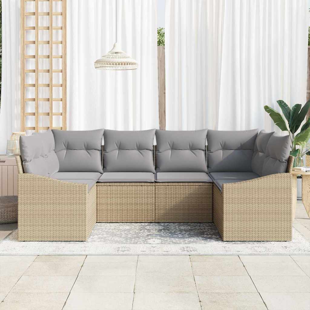 Kanapé Szett párnával 6 pcs Bézs polirattan