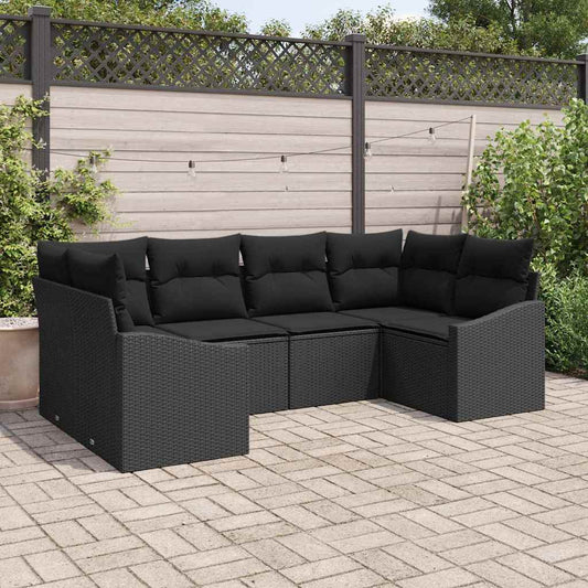 Kanapé Szett párnával 6 pcs Fekete polirattan