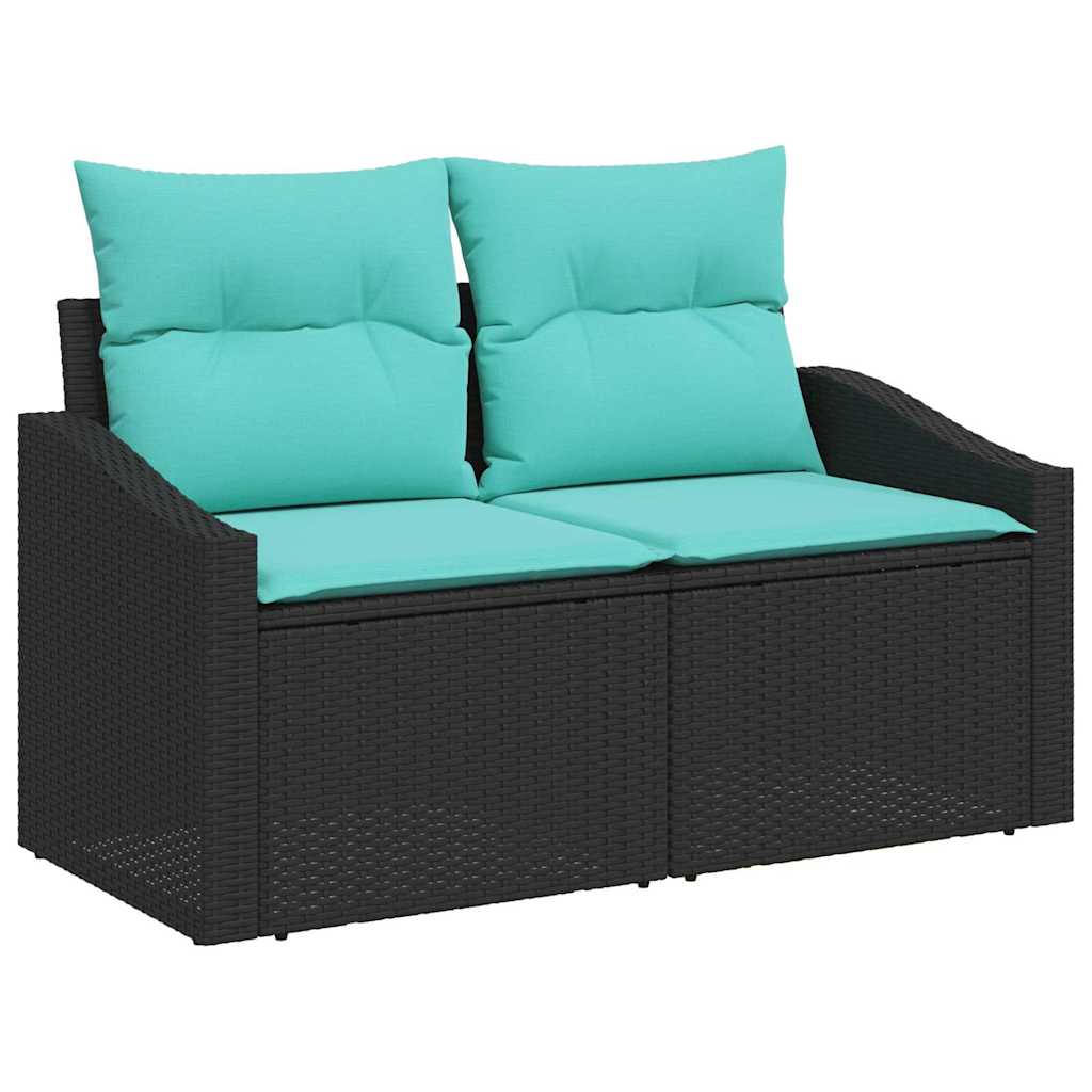 Kanapé Szett párnával 6 pcs Fekete polirattan
