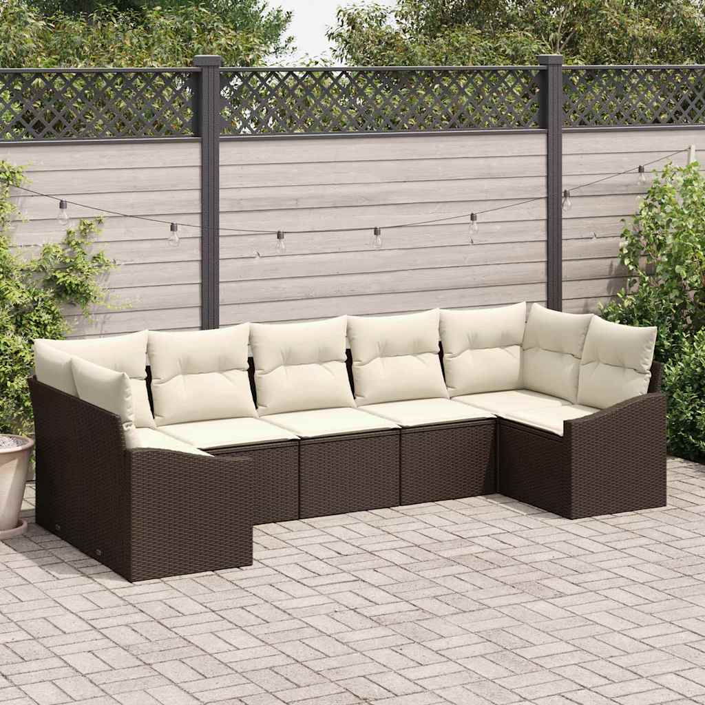 Kanapé Szett párnával 7 pcs Barna polirattan