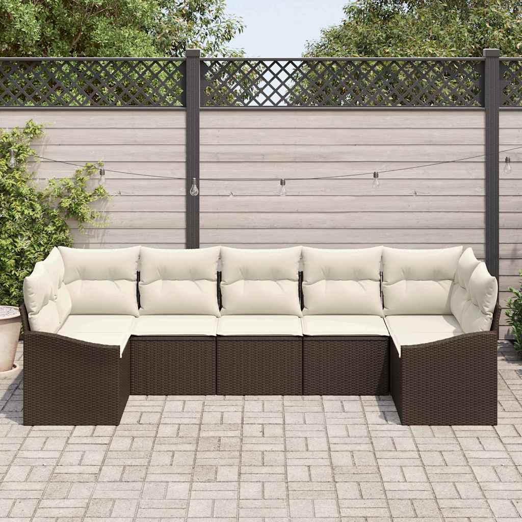 Kanapé Szett párnával 7 pcs Barna polirattan