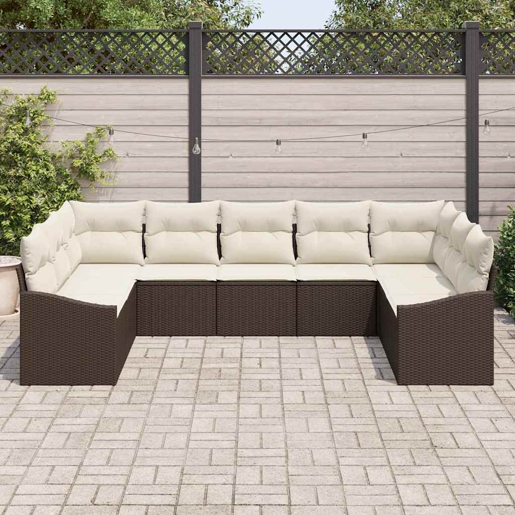 Kanapé Szett párnával 9 pcs Barna polirattan