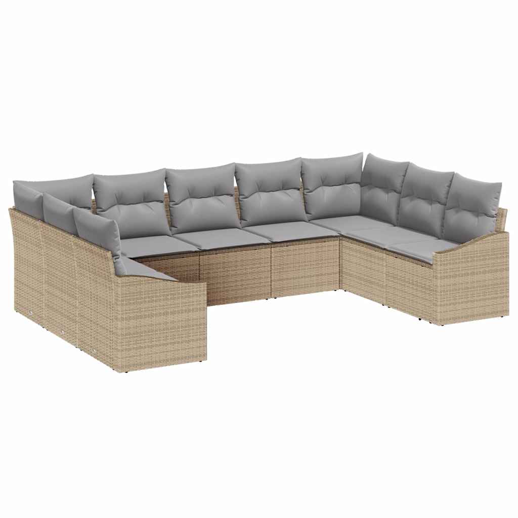 Kanapé Szett párnával 9 pcs Bézs polirattan