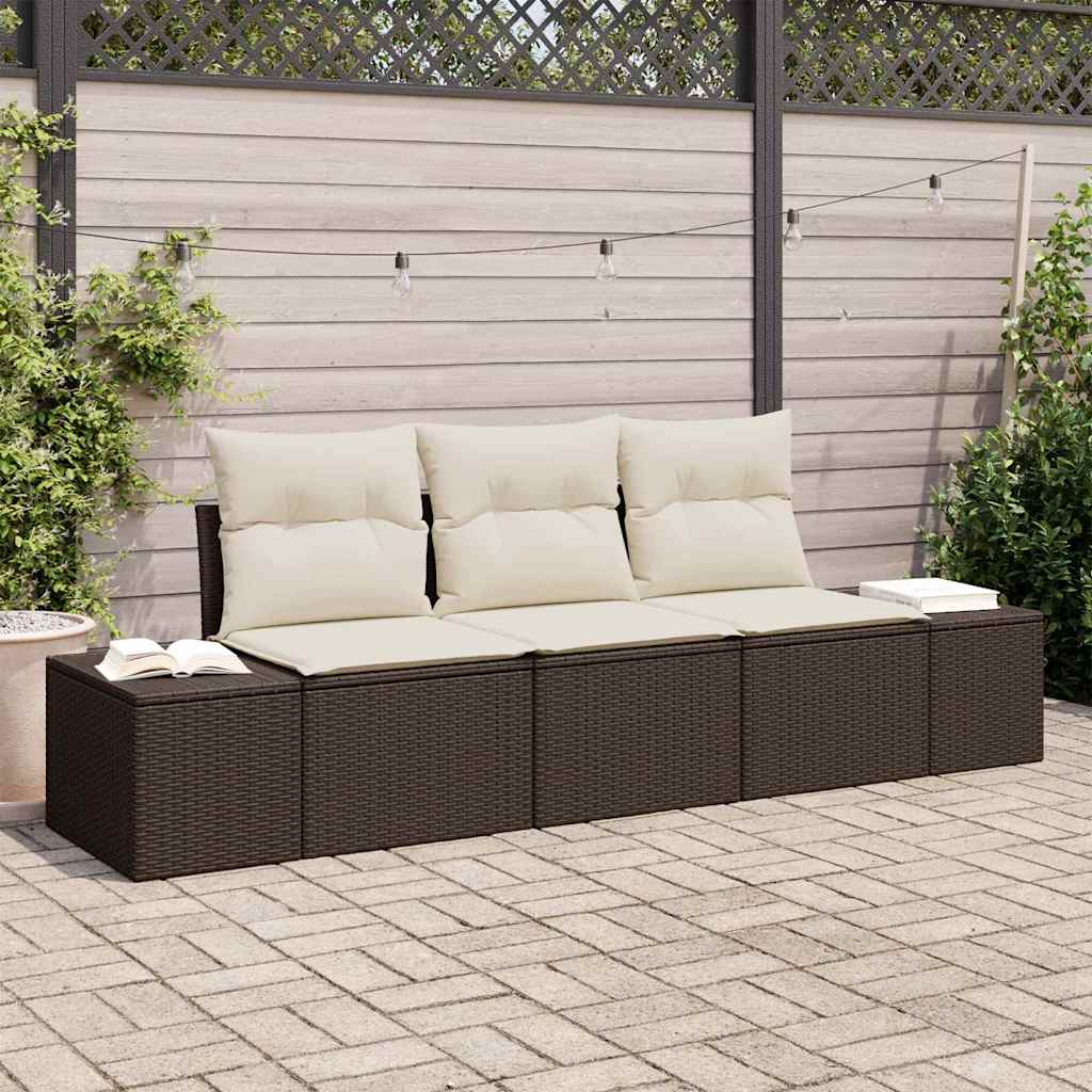 Kanapé Szett párnával 3 pcs Barna polirattan