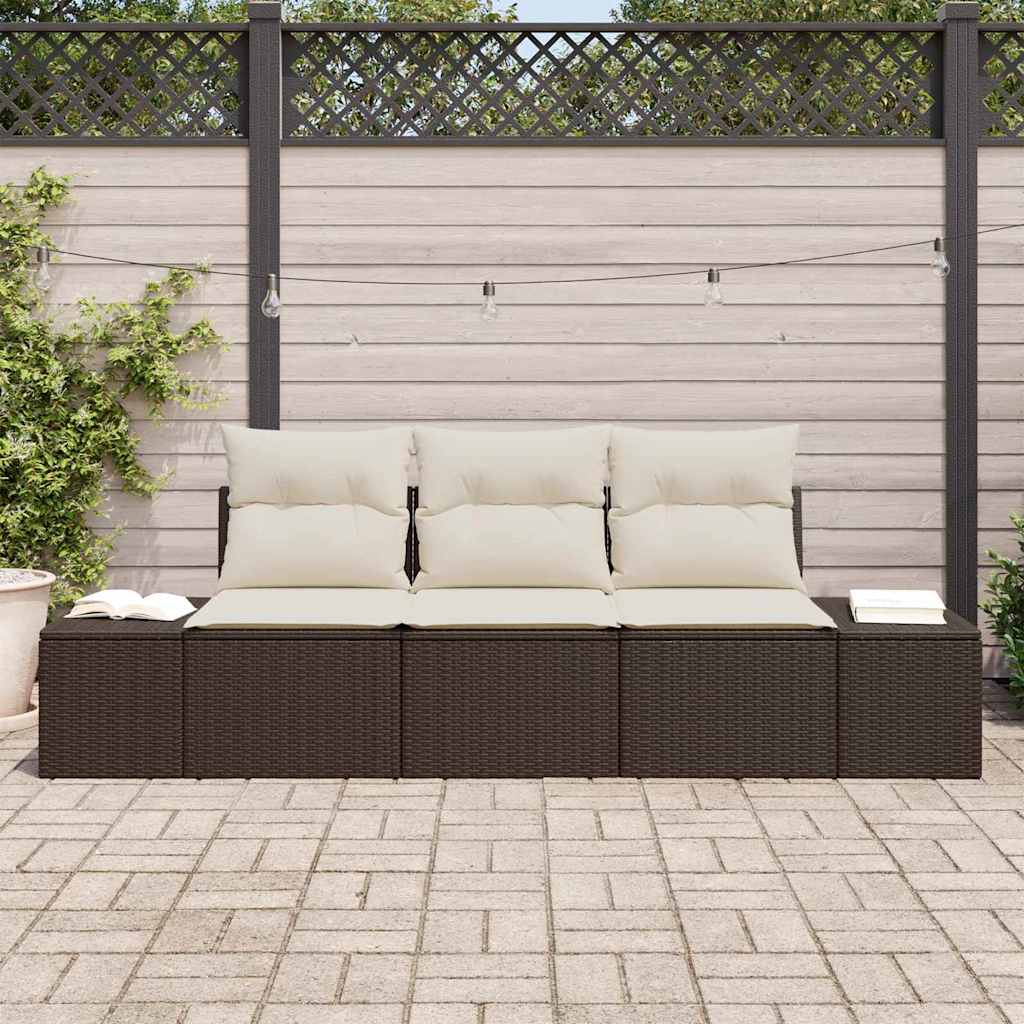 Kanapé Szett párnával 3 pcs Barna polirattan