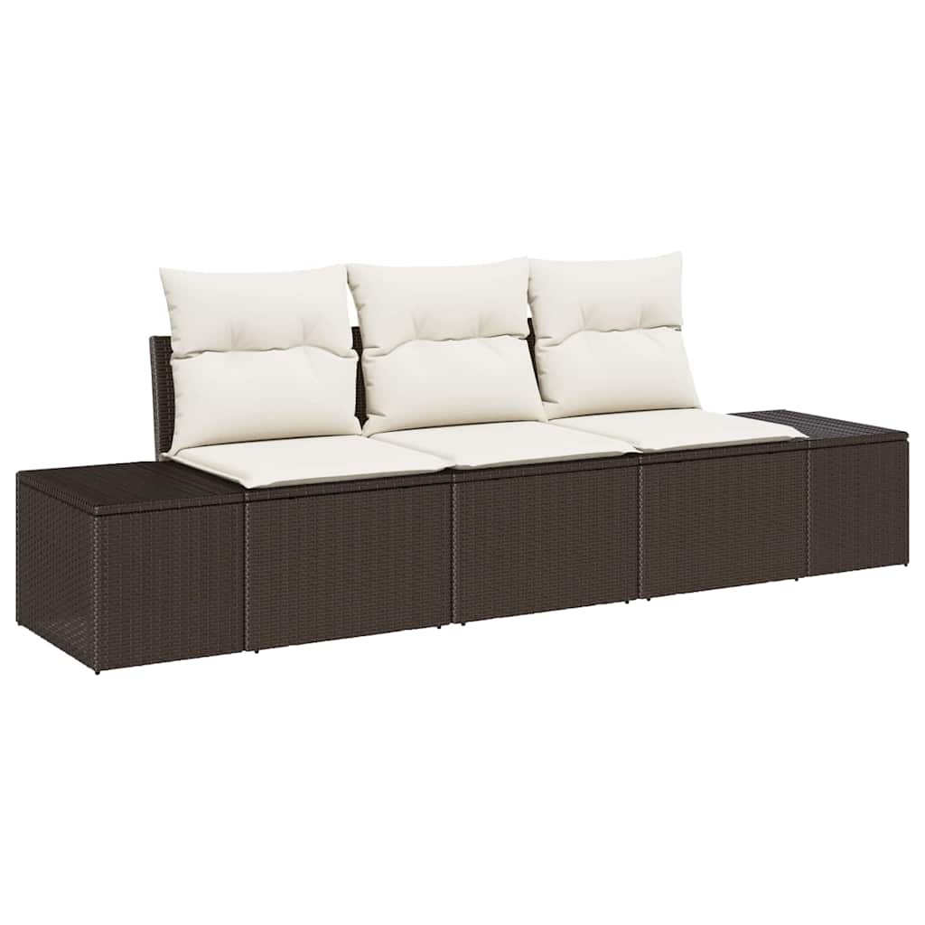 Kanapé Szett párnával 3 pcs Barna polirattan