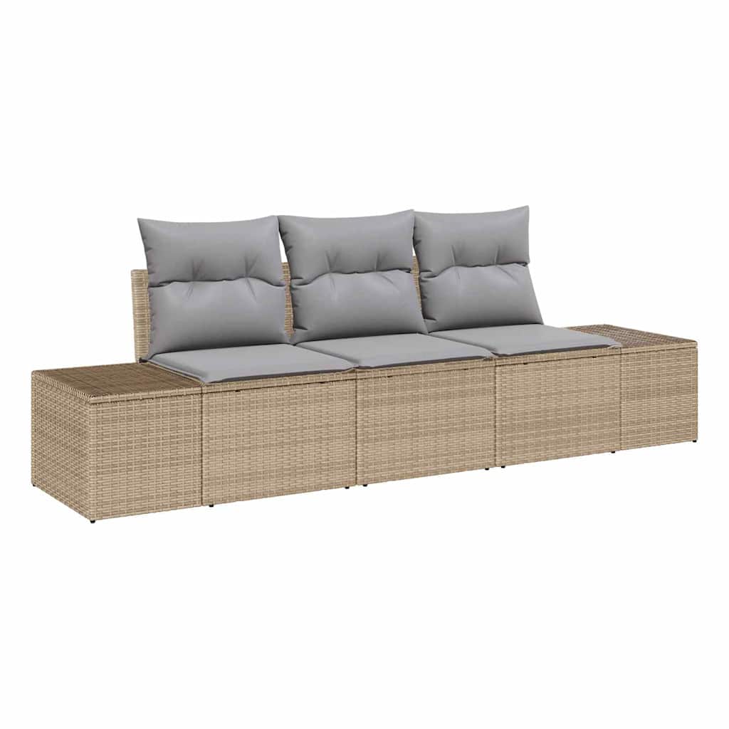 Kanapé Szett párnával 3 pcs Bézs polirattan