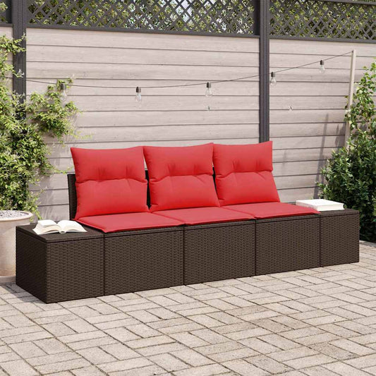 Kanapé Szett párnával 3 pcs Barna polirattan