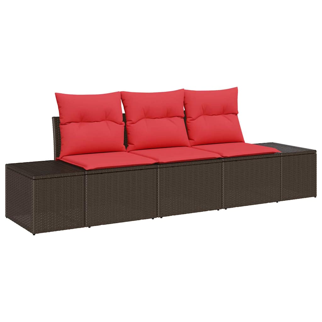 Kanapé Szett párnával 3 pcs Barna polirattan