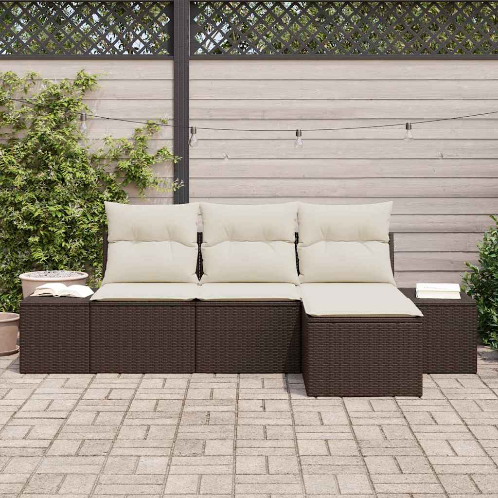 Kerti Kanapé Szett párnával 4 pcs Barna polirattan